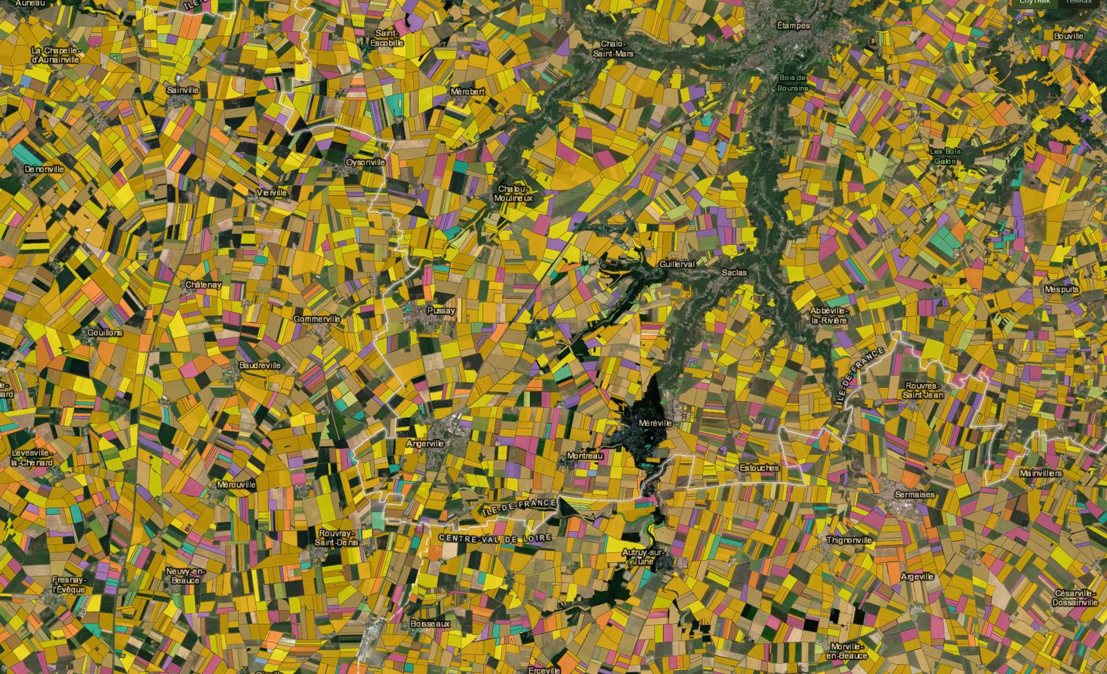 Crop map over the Beauce, France
