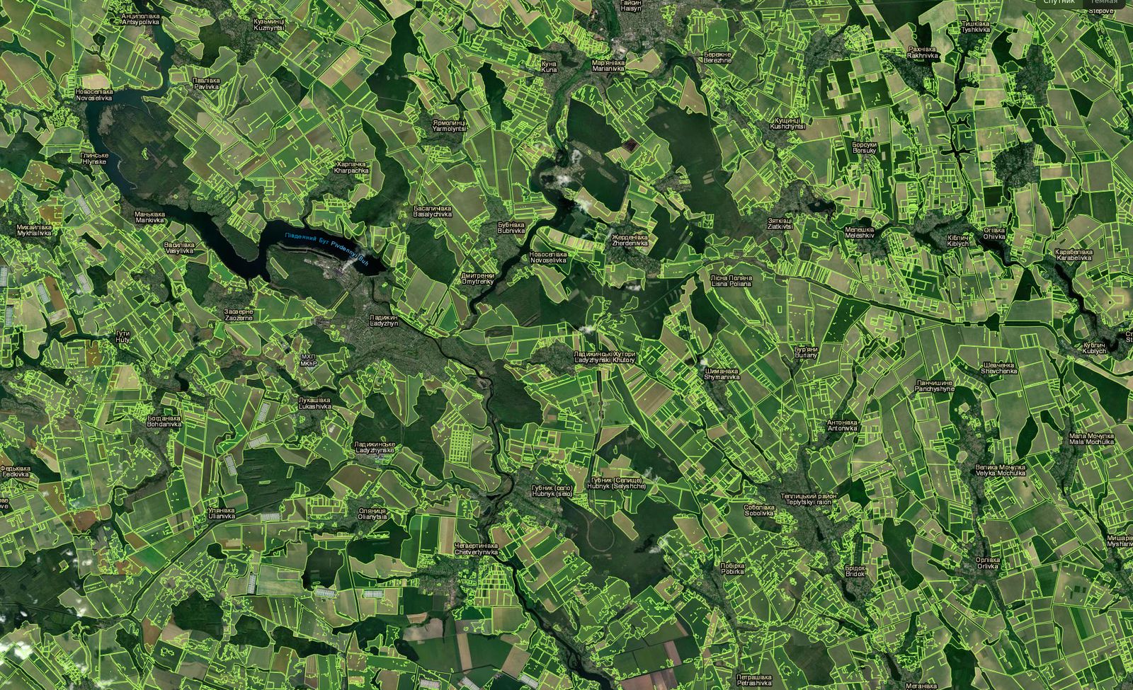 Field boundaries over Vinnytsia, Ukraine